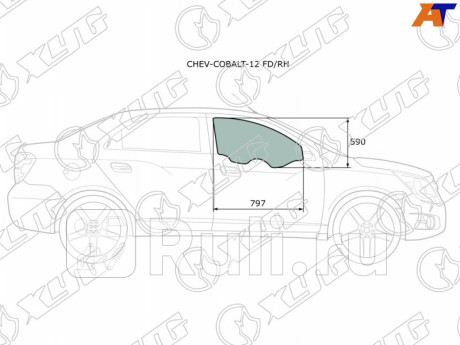 CHEV-COBALT-12 FD/RH - Стекло двери передней правой (XYG) Chevrolet Cobalt (2011-2016) для Chevrolet Cobalt (2011-2021), XYG, CHEV-COBALT-12 FD/RH