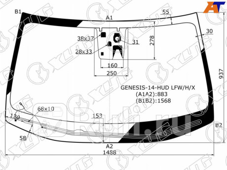 GENESIS-14-HUD LFW/H/X - Лобовое стекло (XYG) Hyundai Genesis (2013-2016) для Hyundai Genesis (2013-2016), XYG, GENESIS-14-HUD LFW/H/X