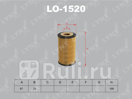 LO-1520 - Фильтр масляный (LYNXAUTO) Opel Corsa D (2006-2011) для Opel Corsa D (2006-2011), LYNXAUTO, LO-1520