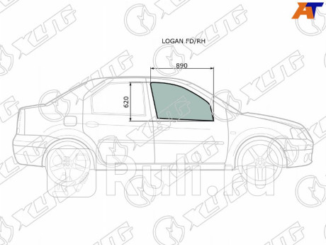 LOGAN FD/RH - Стекло двери передней правой (XYG) Renault Logan 1 (2004-2009) для Renault Logan 1 (2004-2009) Фаза 1, XYG, LOGAN FD/RH